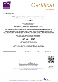 Certificat ISO 9001 ACTIS